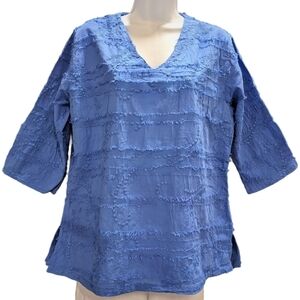 Cottonseed Shaggy Tunic Sz: L Shaggy MADE IN U.S.A Periwinkle Blue Beachy Boho